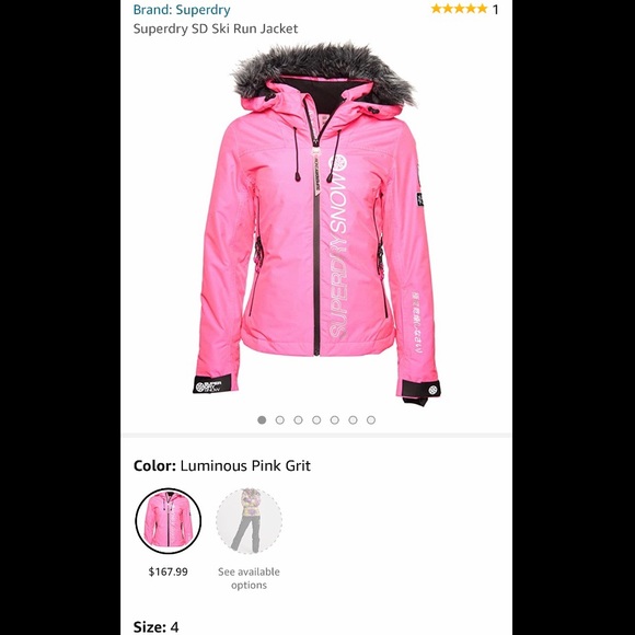 NWT! Superdry SD Ski Run Jacket in Luminous Pink - Picture 3 of 8